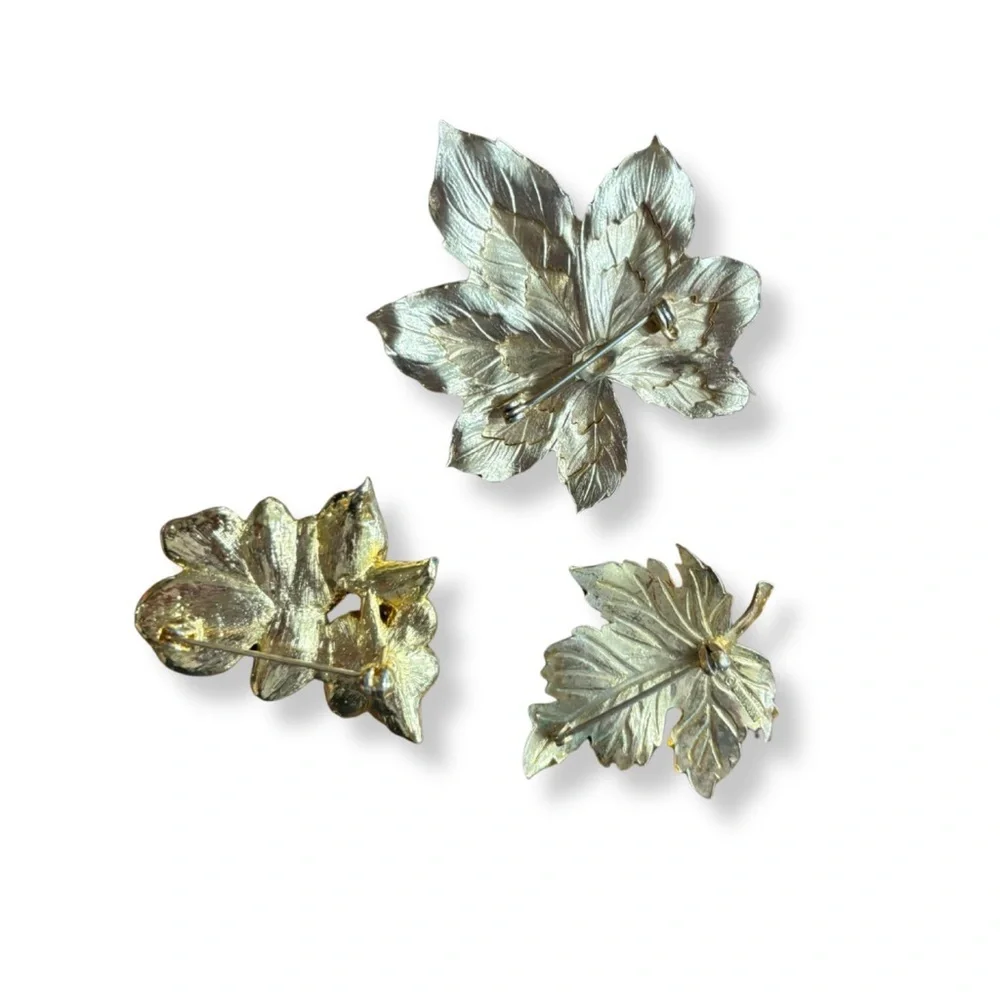 🍁 Vintage Floral & Leaf Pin Set (Set of 3) 🍁